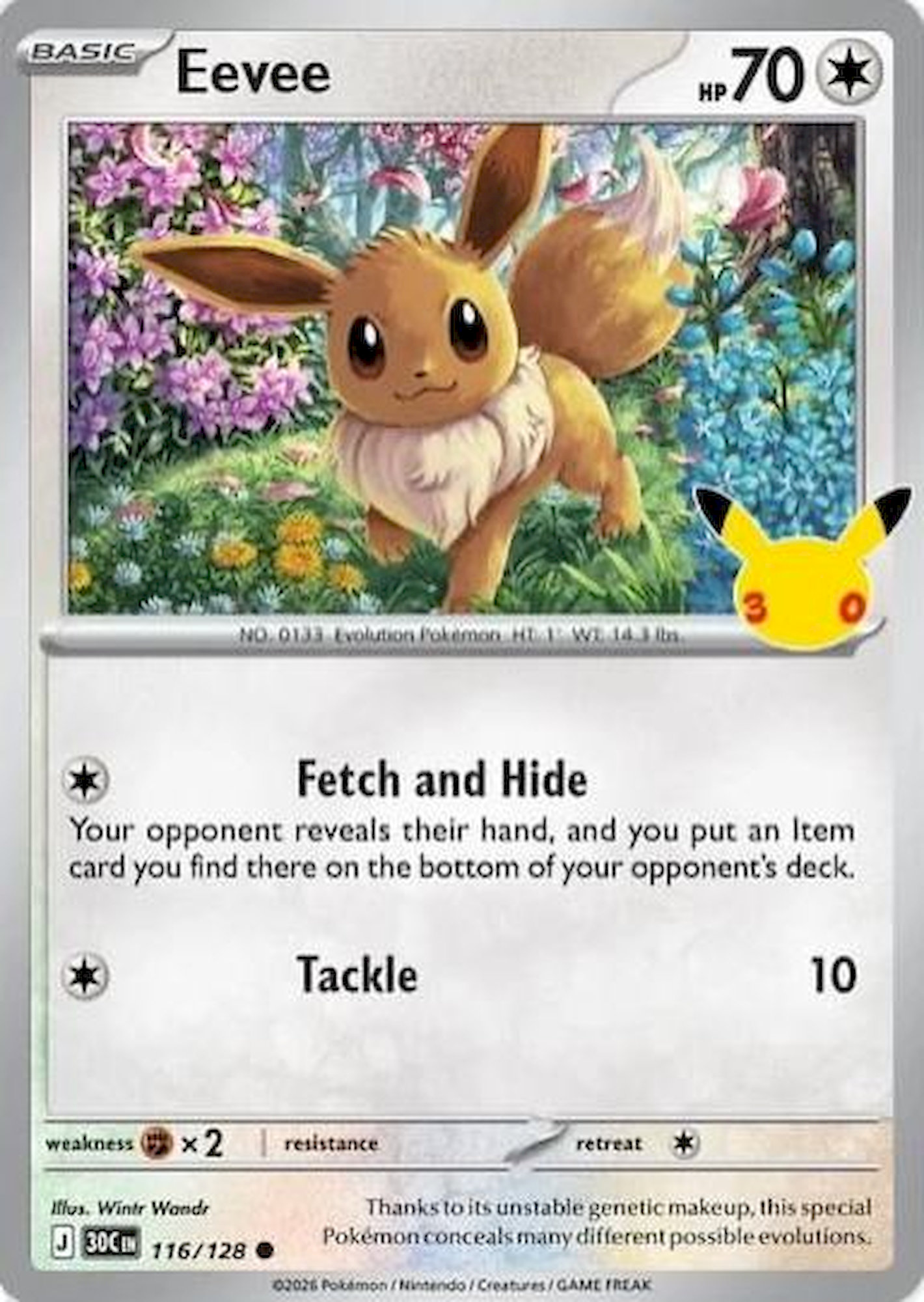 Foil karta Eevee - Pokémon TCG 30th Celebration