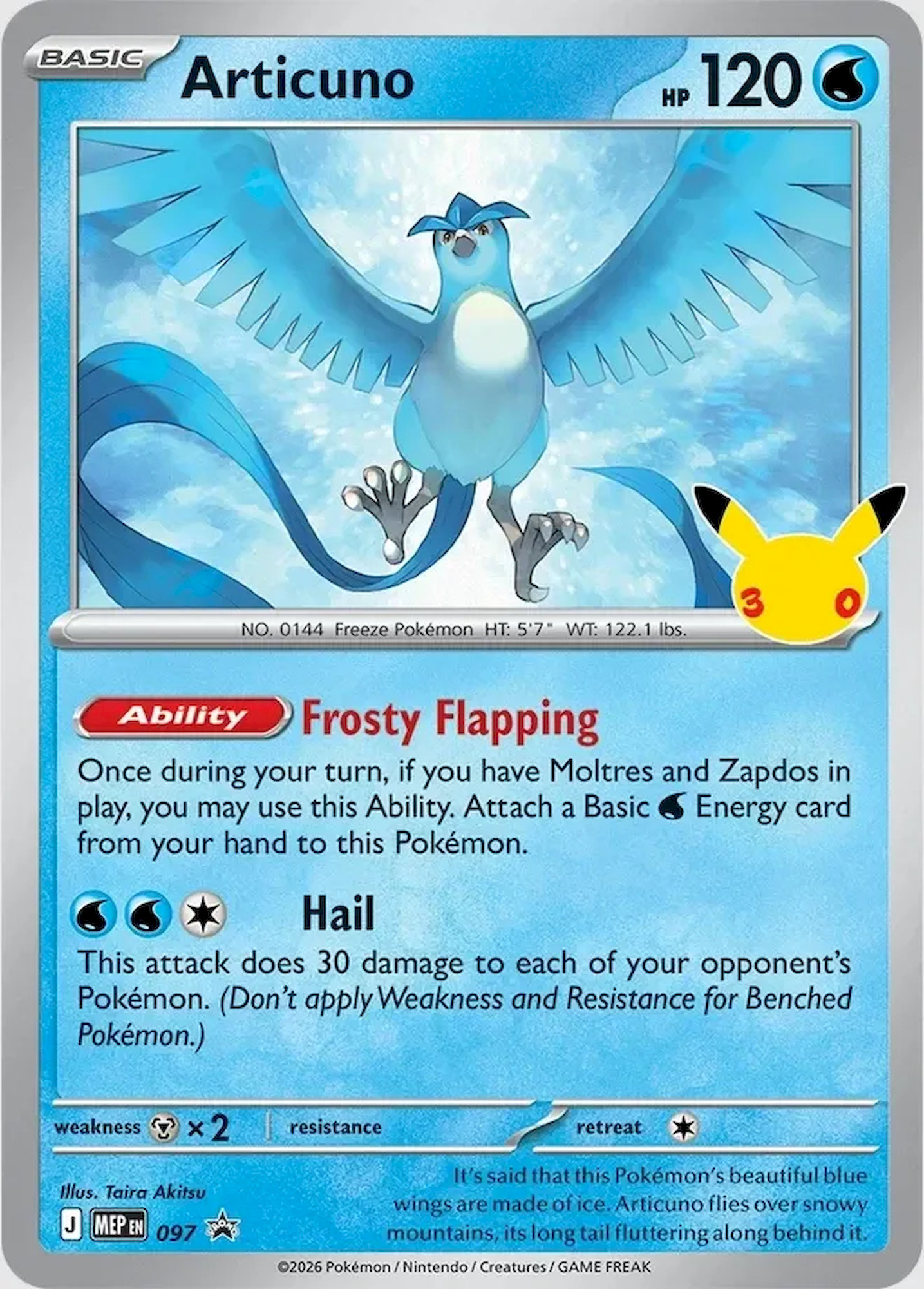 Promo karta Articuno - Pokémon TCG 30th Celebration
