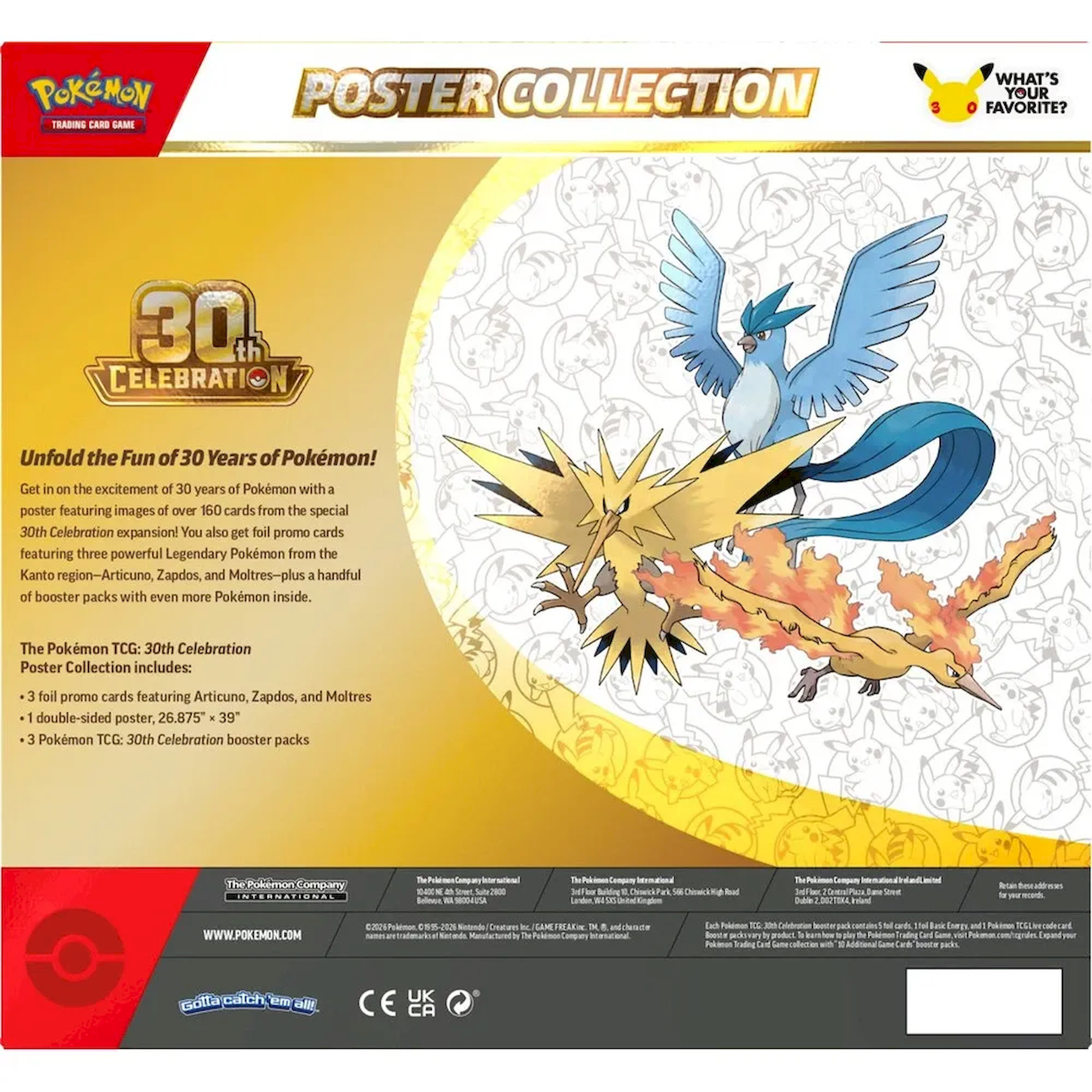 Obsah balení Pokémon TCG 30th Celebration Poster Collection