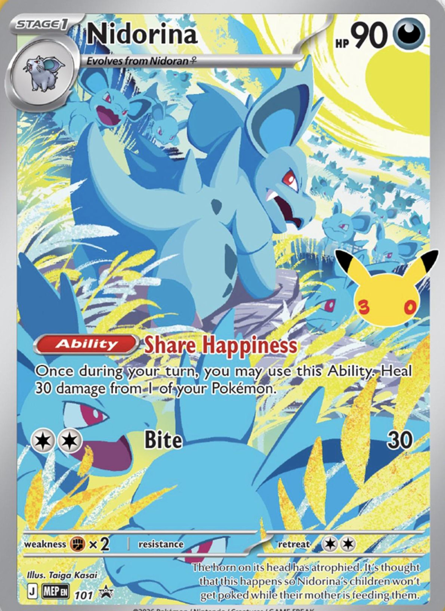 Promo karta Nidorina - Pokémon TCG 30th Celebration