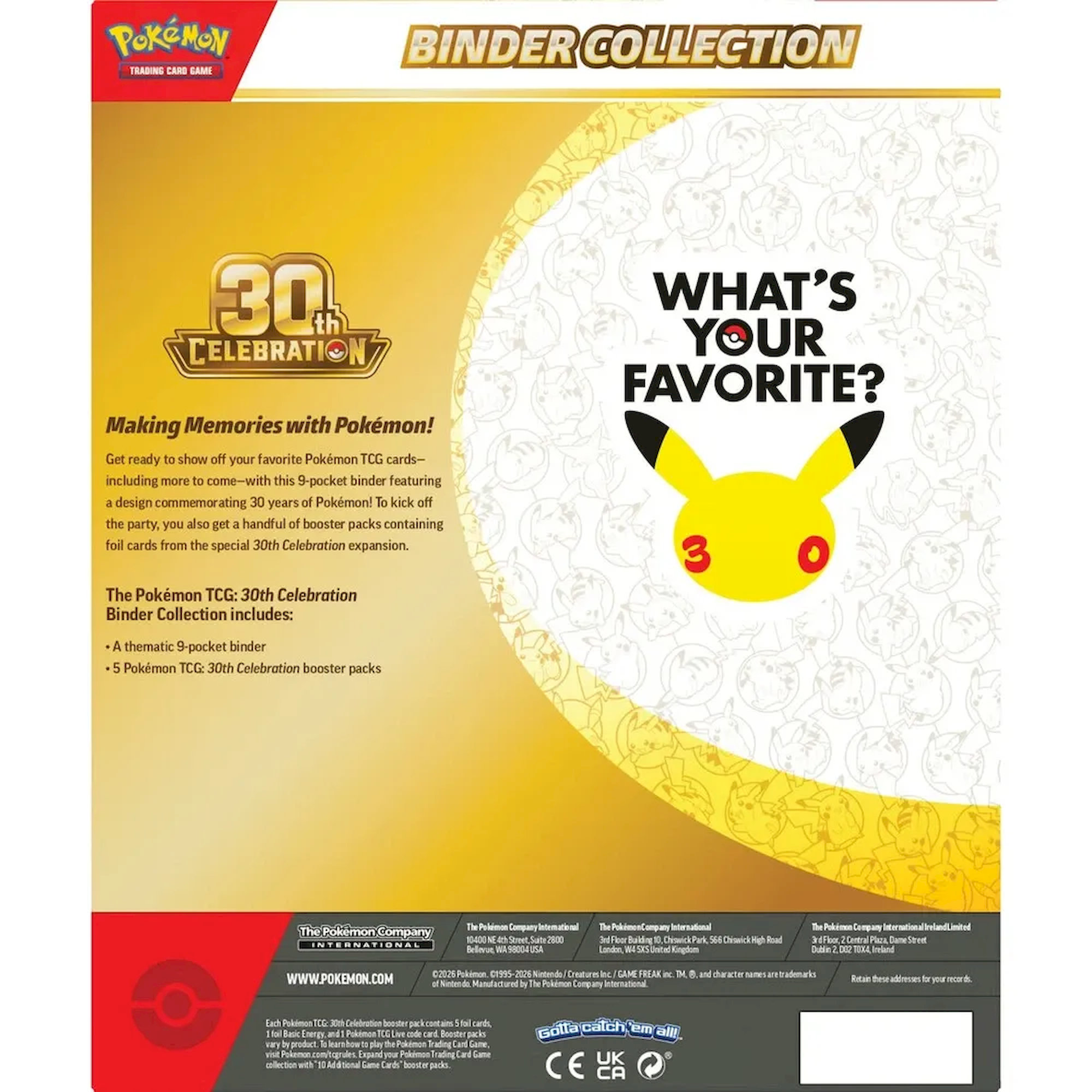 Obsah balení Pokémon TCG 30th Celebration Binder Collection