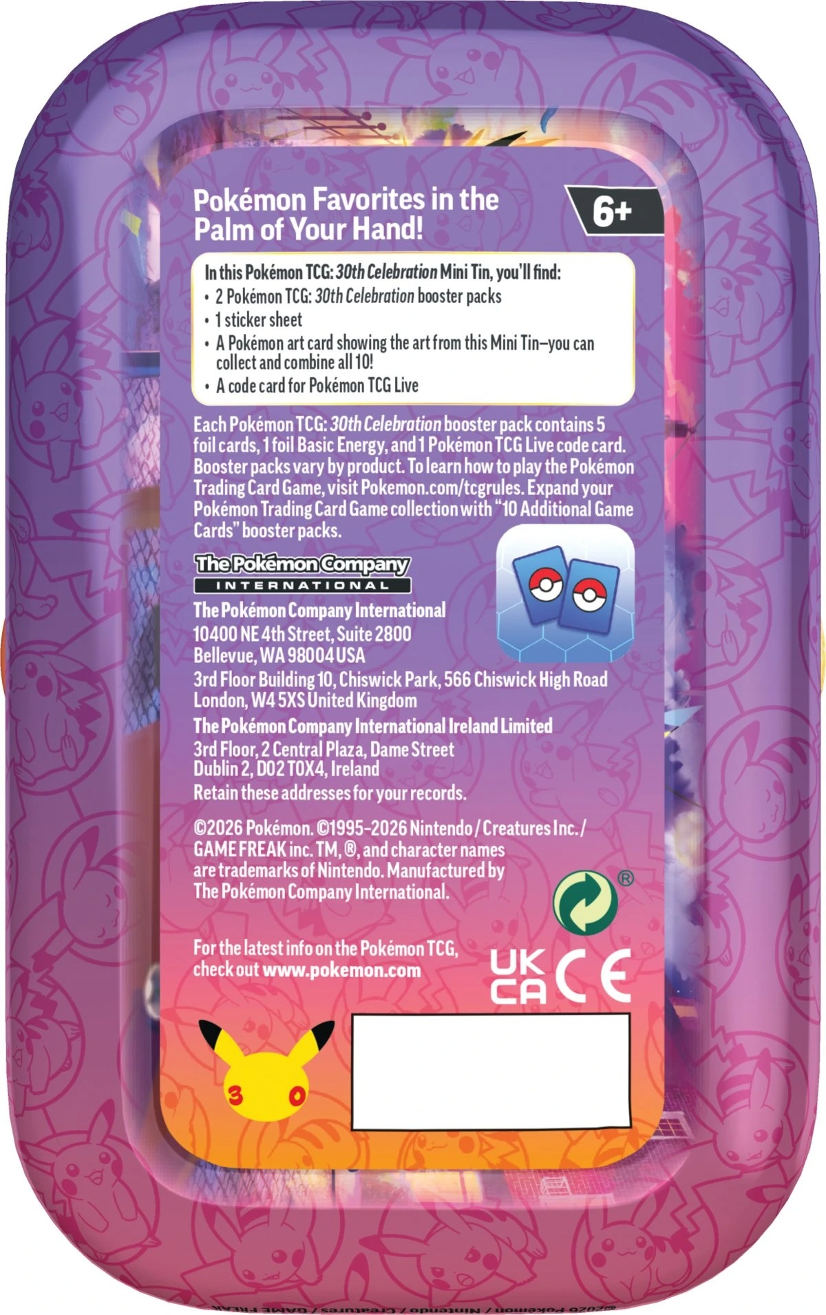 Pokémon TCG 30th Celebration Mini Tin - všechny motivy
