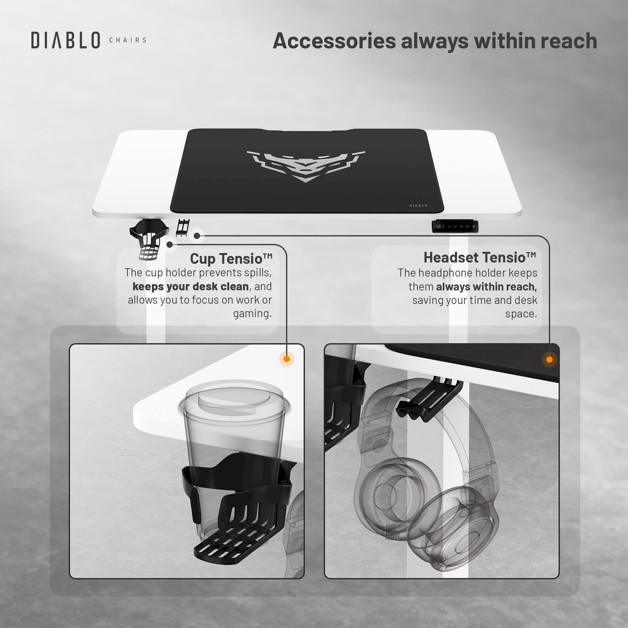 Diablo X-Tensio 1100 herní stůl bílý