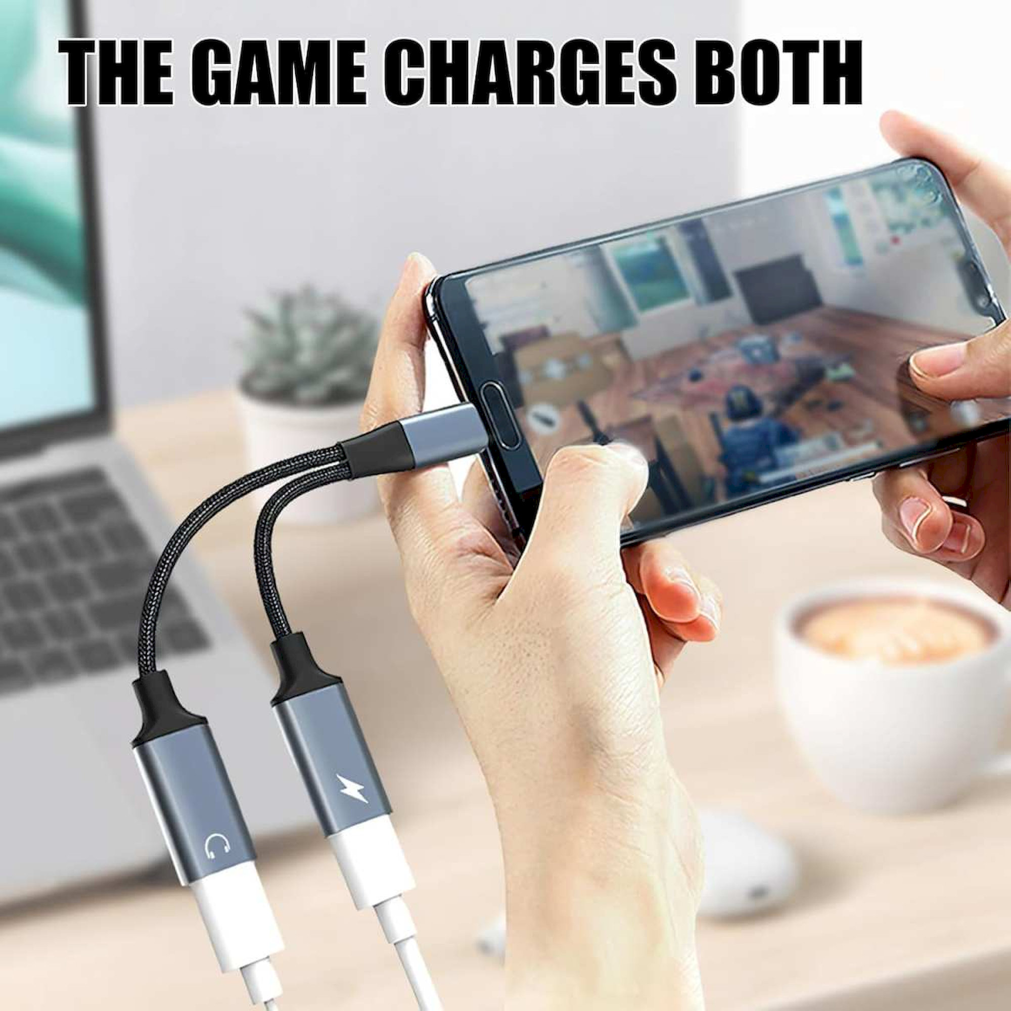 PremiumCord USB-C redukce 2-in-1 pro audio sluchátka a současné nabíjení 12,5cm