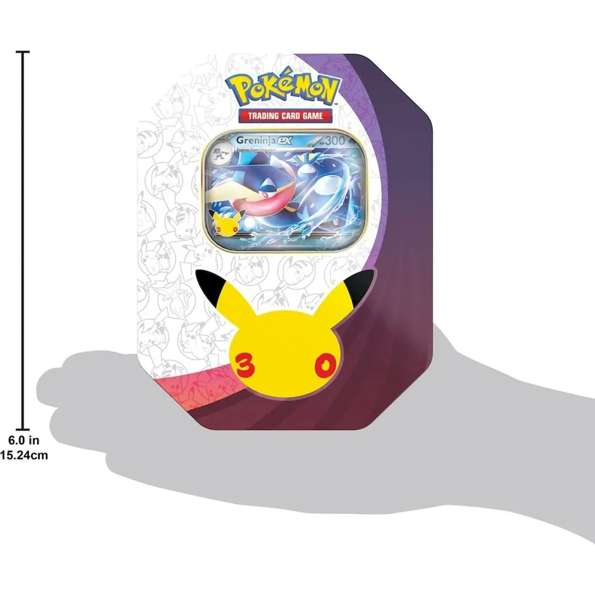 Velikost plechovky Pokémon TCG 30th Celebration ex Tin - 15,24 cm
