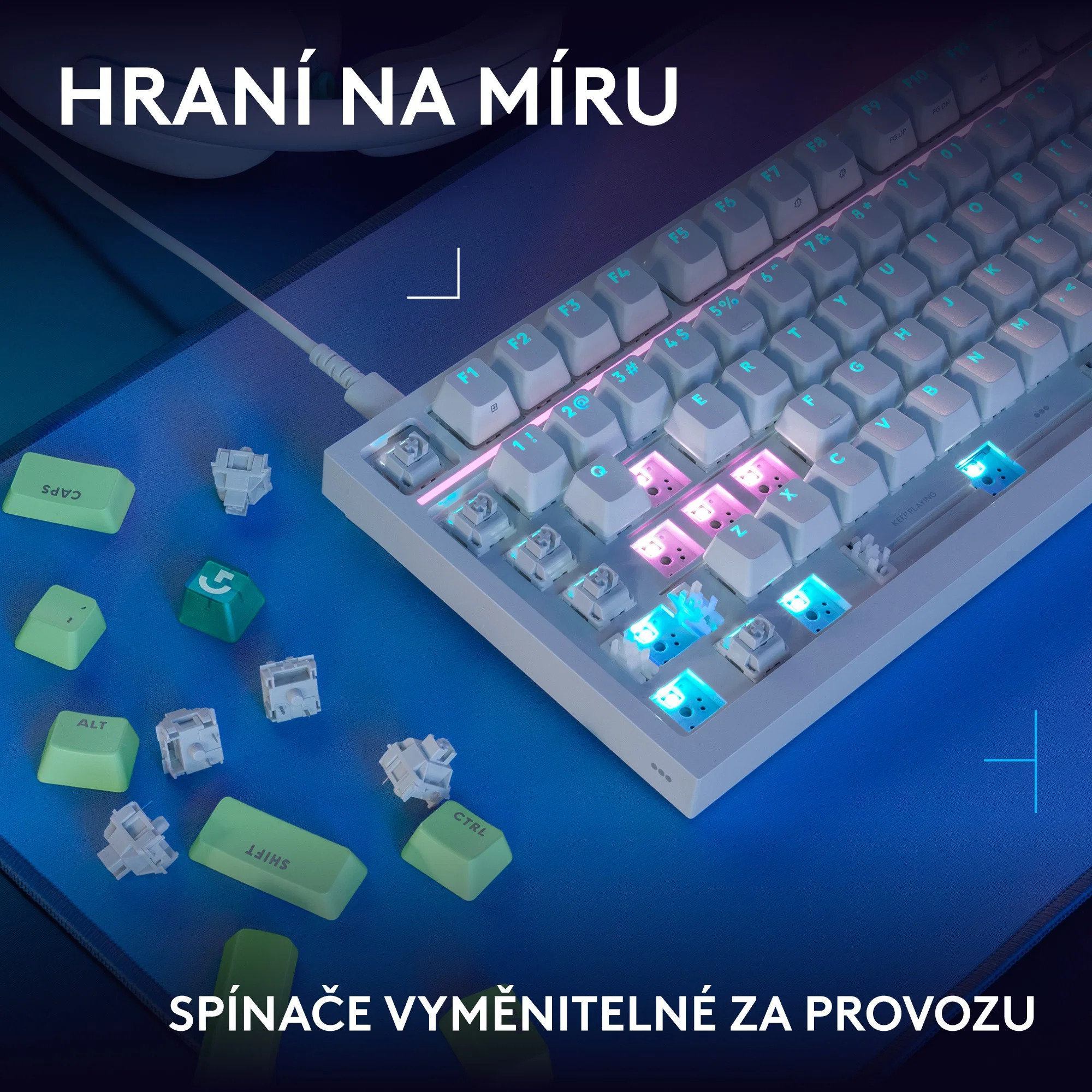 Logitech G316 X 75 herní mechanická klávesnice (USINTL) bílá