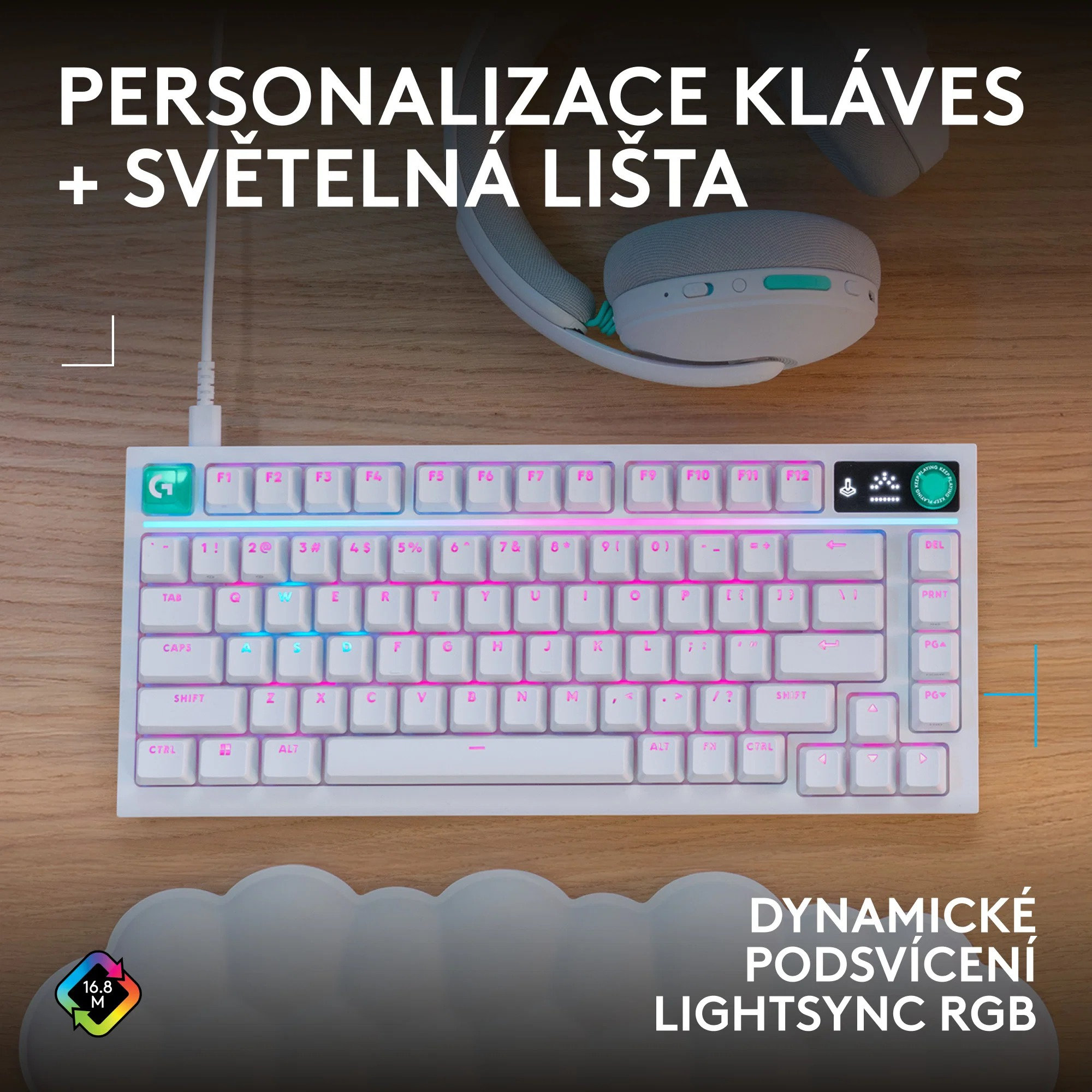 Logitech G316 X 75 herní mechanická klávesnice (USINTL) bílá