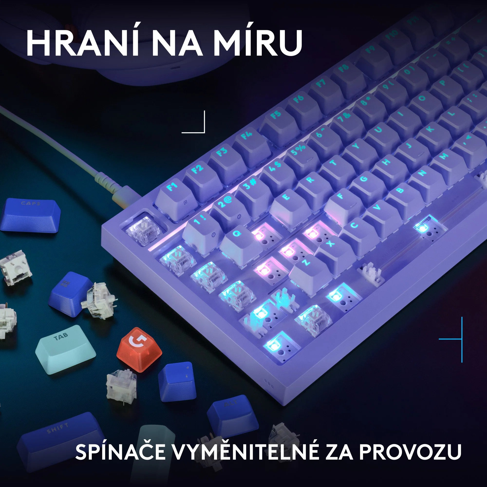 Logitech G316 X 75 herní mechanická klávesnice (USINTL) fialová