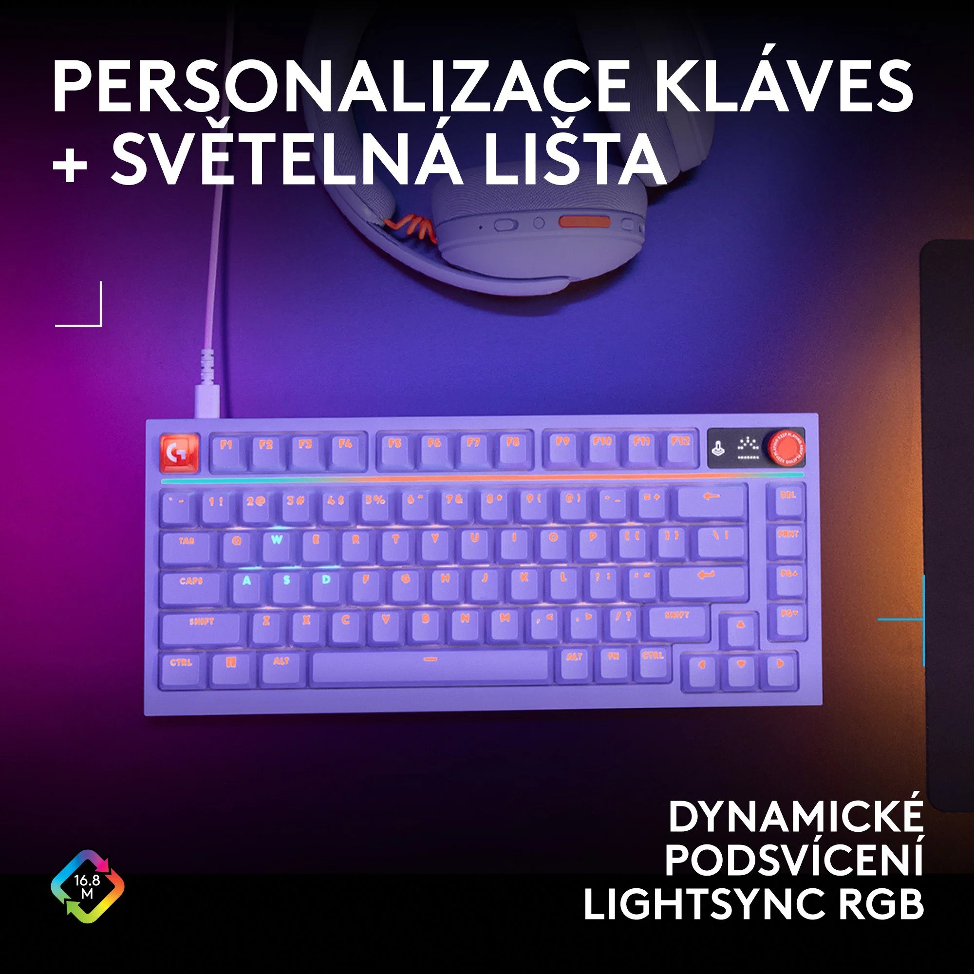 Logitech G316 X 75 herní mechanická klávesnice (USINTL) fialová
