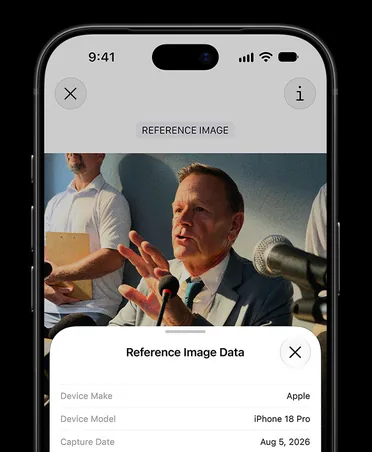 Údaje referenčního snímku na iPhonu