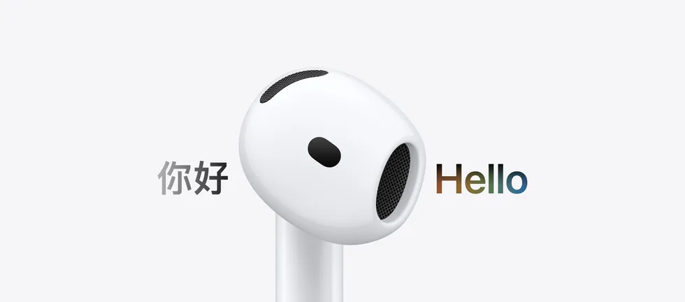 Sluchátko AirPods 5 s ukázkou okamžitého tlumočení