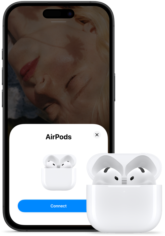 iPhone s nabídkou na připojení AirPods 5 a otevřené pouzdro