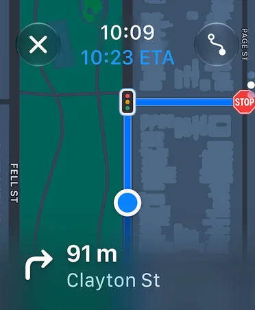 Navigace v Mapách na Apple Watch