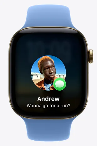 Zpráva od kamaráda na displeji Apple Watch