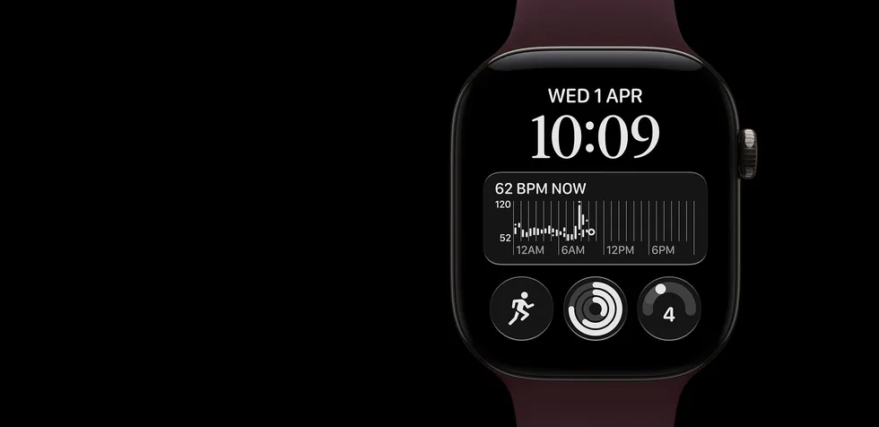 Ciferník Apple Watch Series 12 s průběhem tepové frekvence