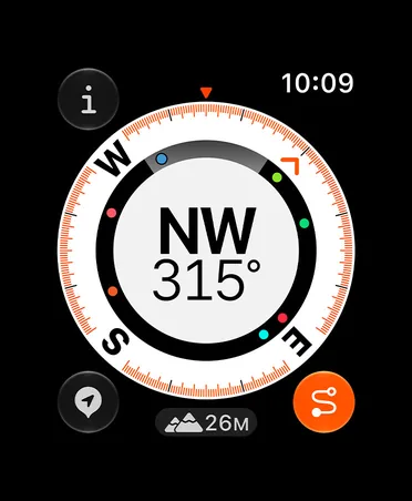 Aplikace Kompas na Apple Watch Ultra 4