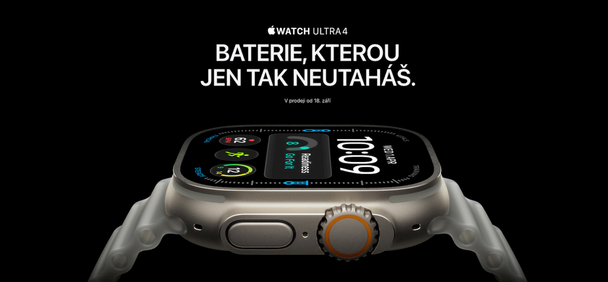 Apple Watch Ultra 4 49mm Černý titan s černým titanovým milánským tahem L