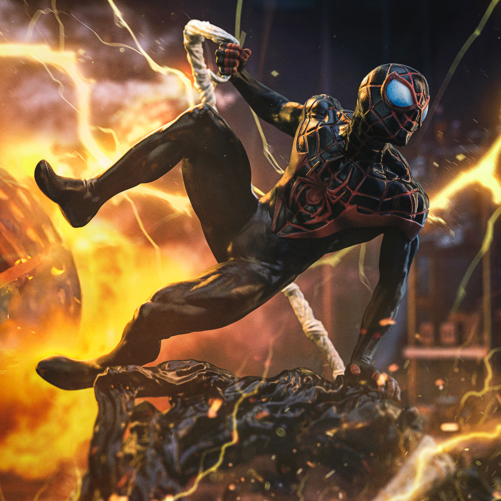 Soška Iron Studios Spider-Man Vs Villains - Miles Morales Diorama Art Scale 1/10