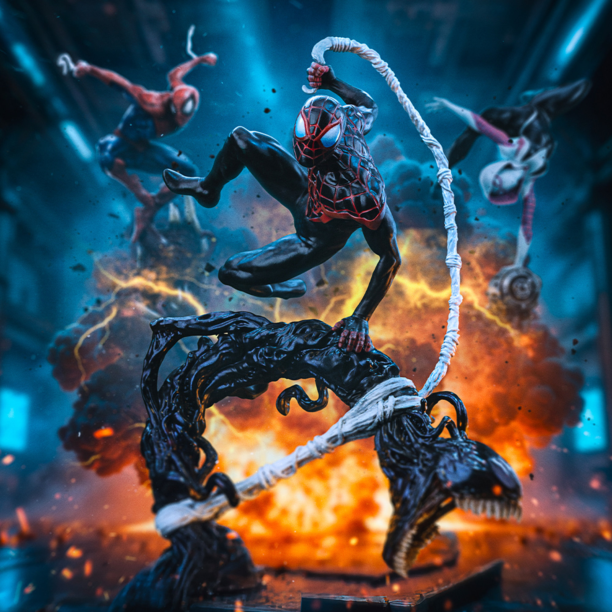 Soška Iron Studios Spider-Man Vs Villains - Miles Morales Diorama Art Scale 1/10