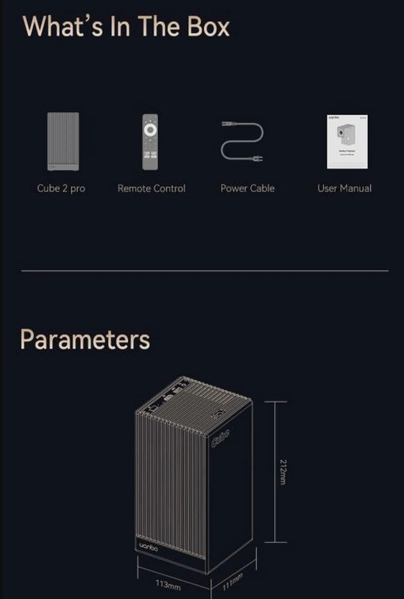 Wanbo Cube 2 Pro chytrý projektor černý