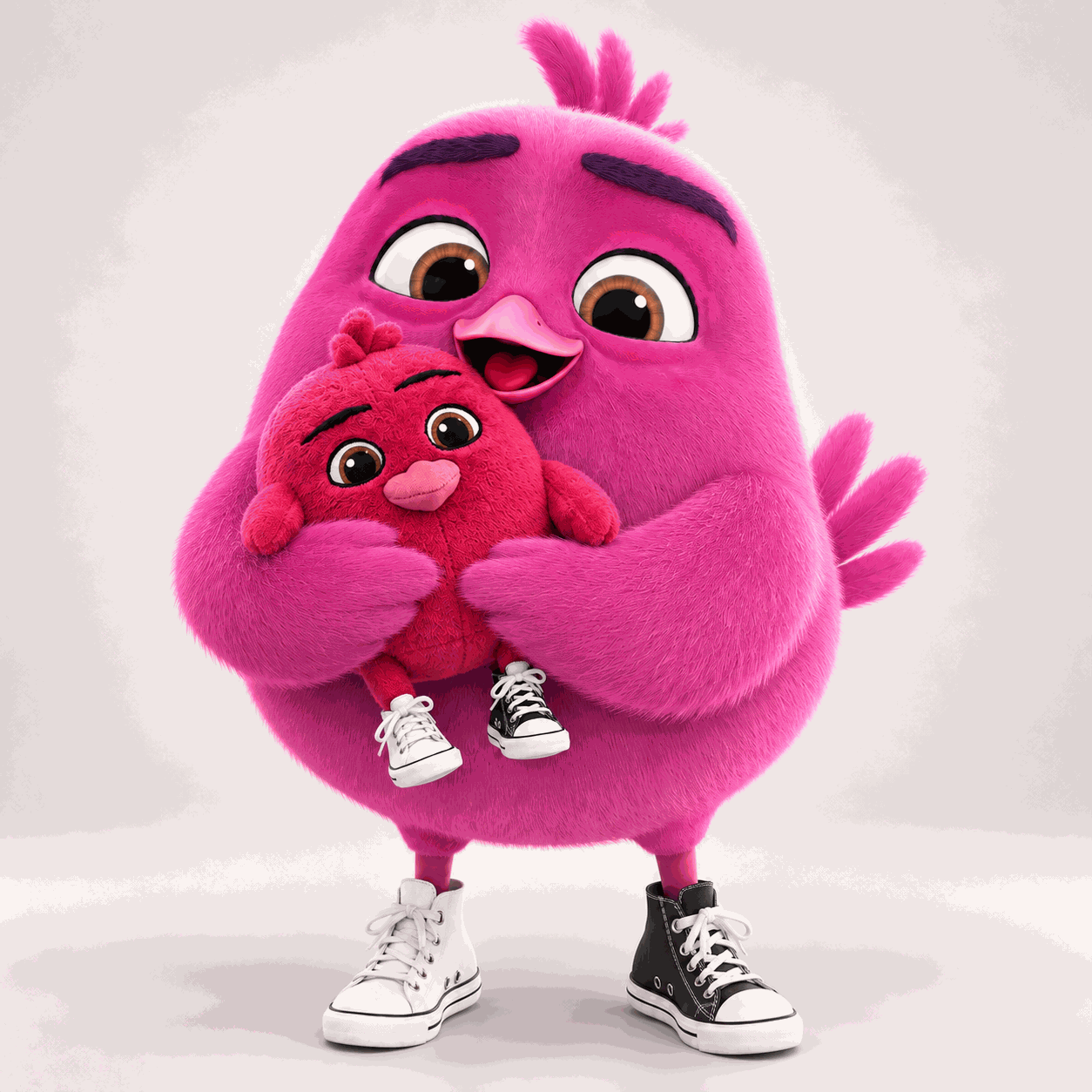 Animace plyšového Smartyho objímajícího menšího plyšáka