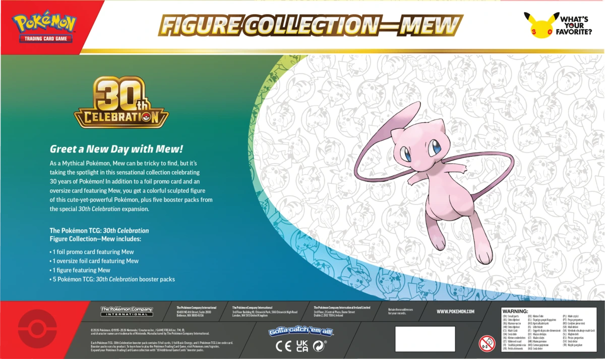 Obsah balení Pokémon TCG 30th Celebration Figure Collection Mew