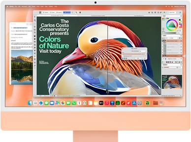 iMac s aplikací na úpravu obrázků s nástroji AI