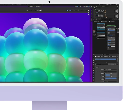 iMac zepředu s aplikací na úpravu grafiky