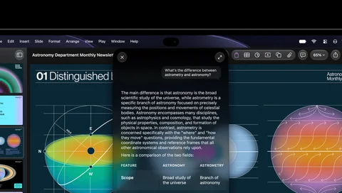 Konverzace se Siri AI na displeji MacBooku Pro