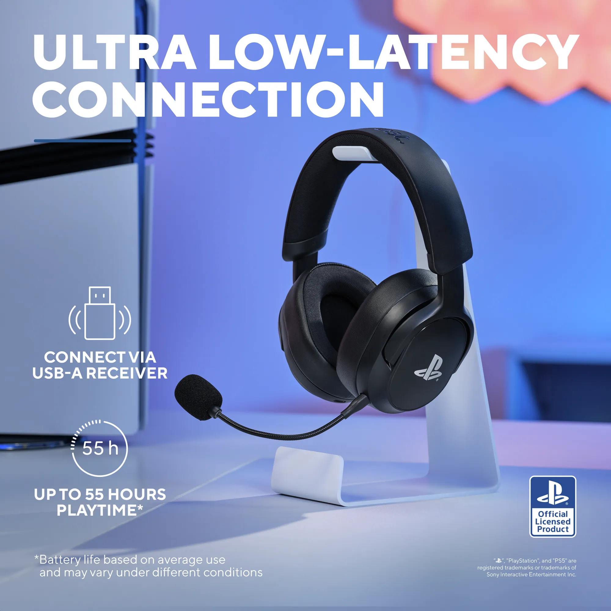 Trust GXT499 Forta bezdrôtová PS5 slúchadlá čierna