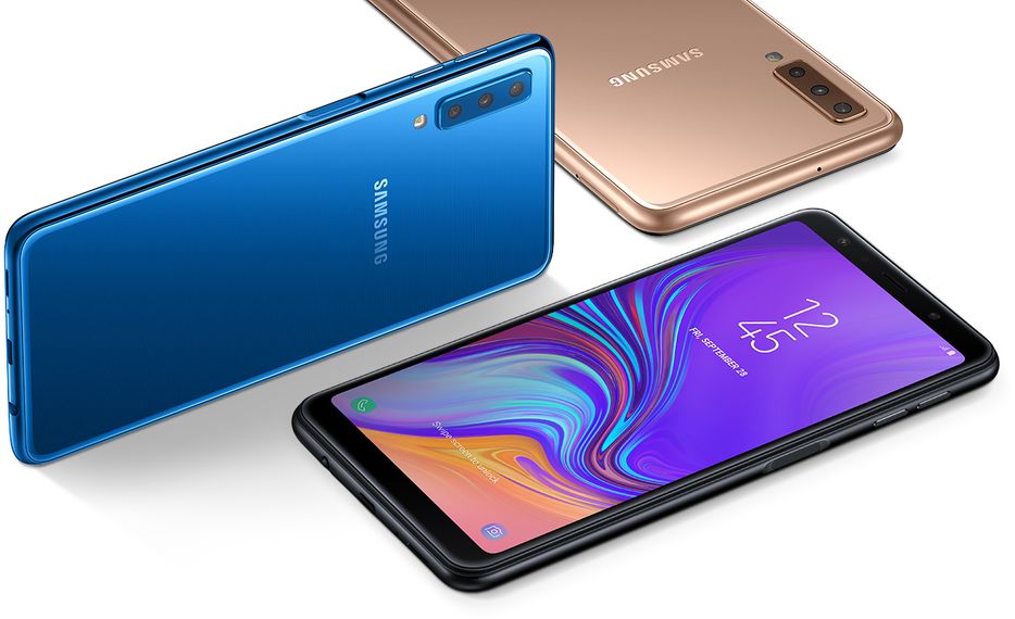 Шлейф для samsung a750 galaxy a7 2018 кнопка включения сканер отпечатка пальца синий