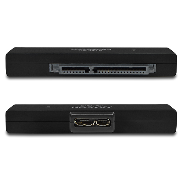 AXAGON ADSA-1S6 – detail SATA konektoru a portu USB 3.0 micro-B