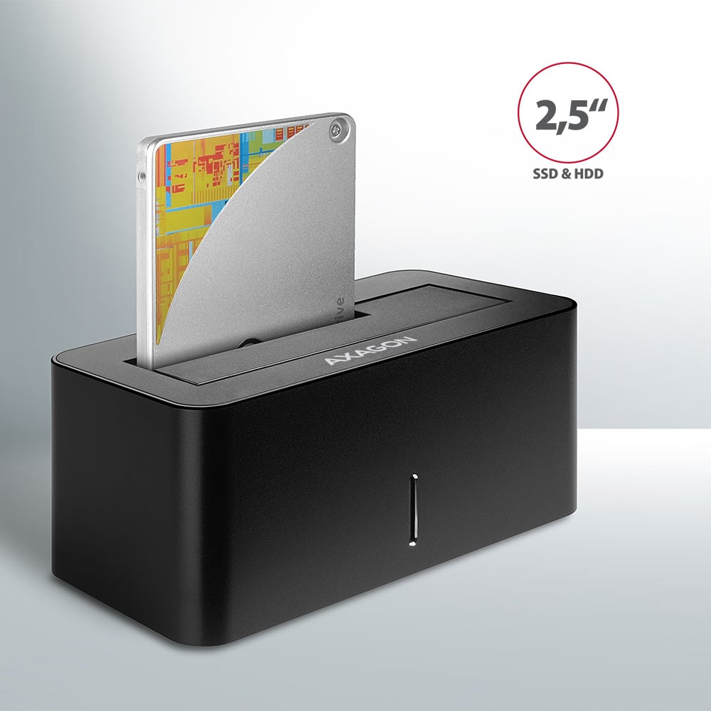 AXAGON ADSA-SN se zasunutým 2,5” SSD diskem