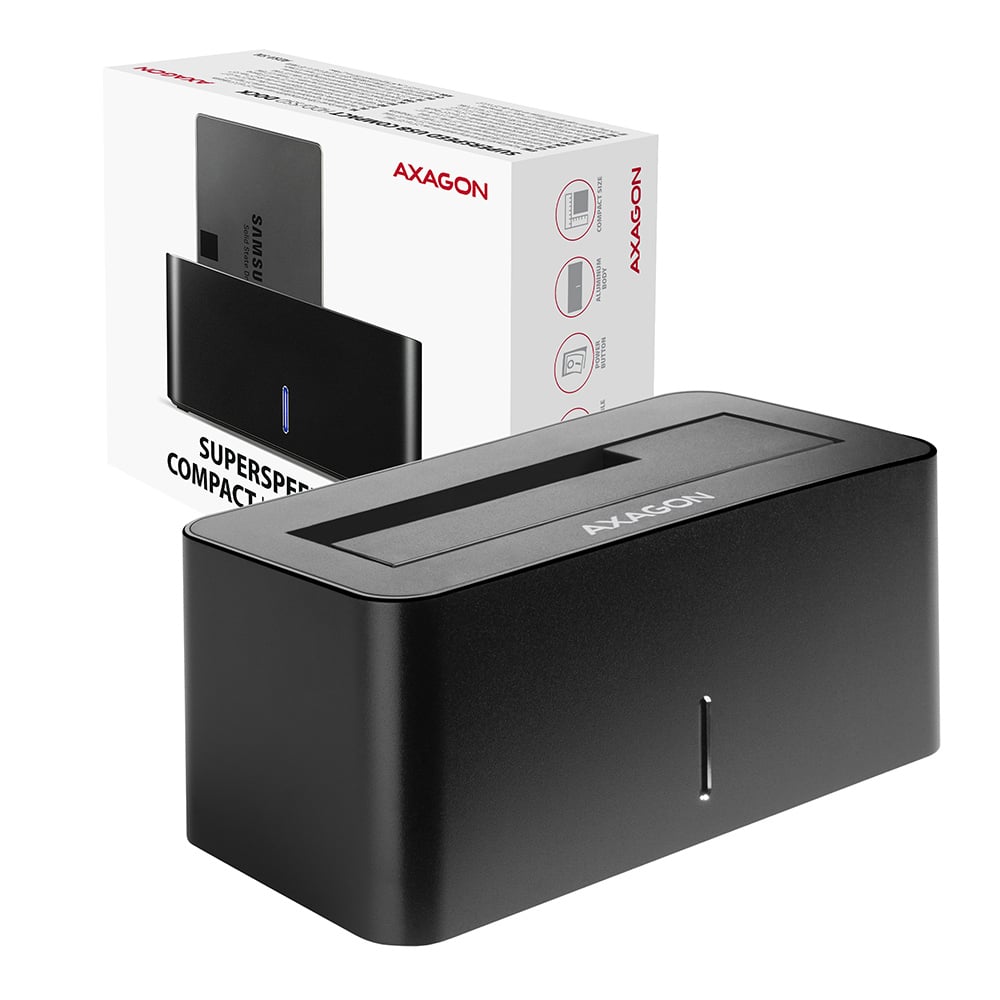 Balení AXAGON ADSA-SN s dokovací stanicí a SSD diskem