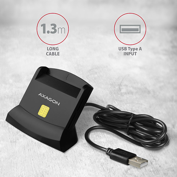 AXAGON CRE-SM2 s 1,3metrovým USB Type-A kabelem