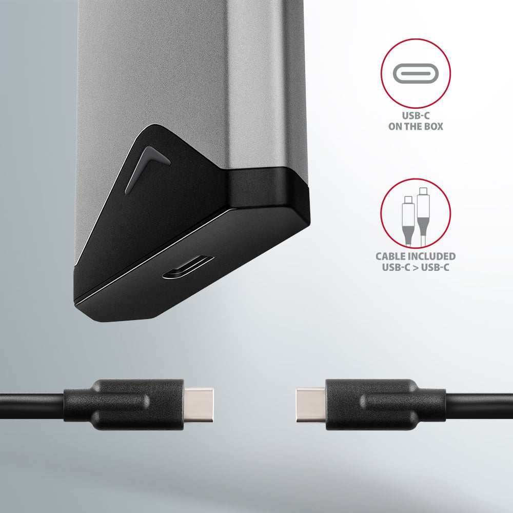 USB-C konektor a přiložený kabel AXAGON EEM2-UG2