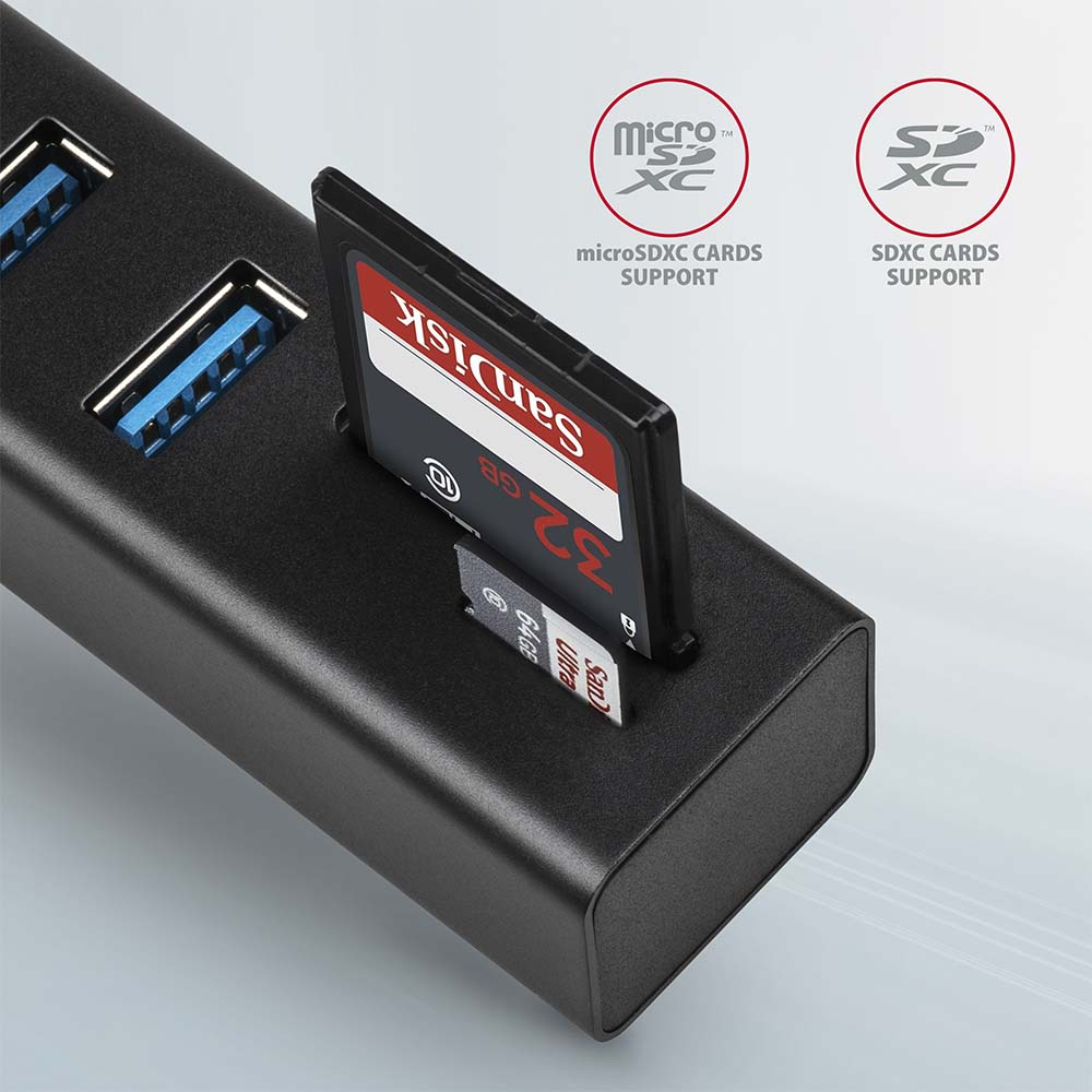 Detail čtečky SD a microSD karet AXAGON HMA-CR3A