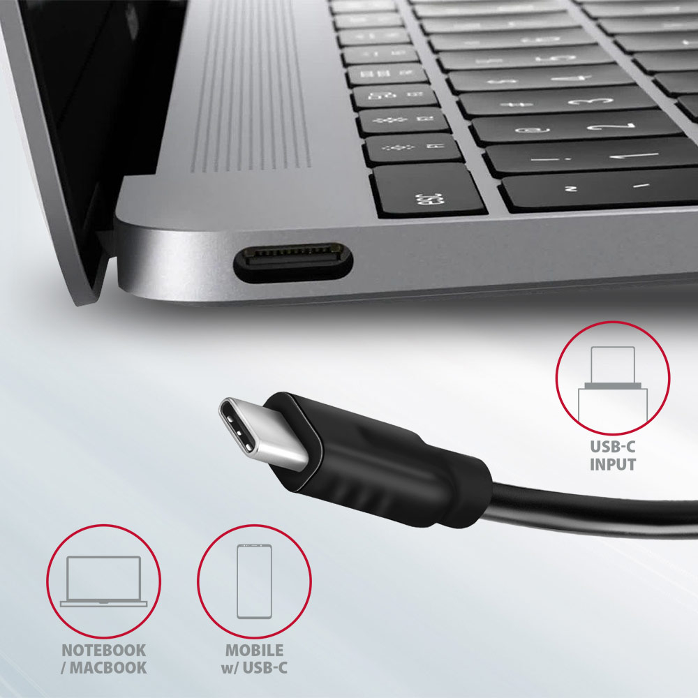 AXAGON HMC-4G2 – konektor USB-C na vstupu pro notebook i mobilní zařízení