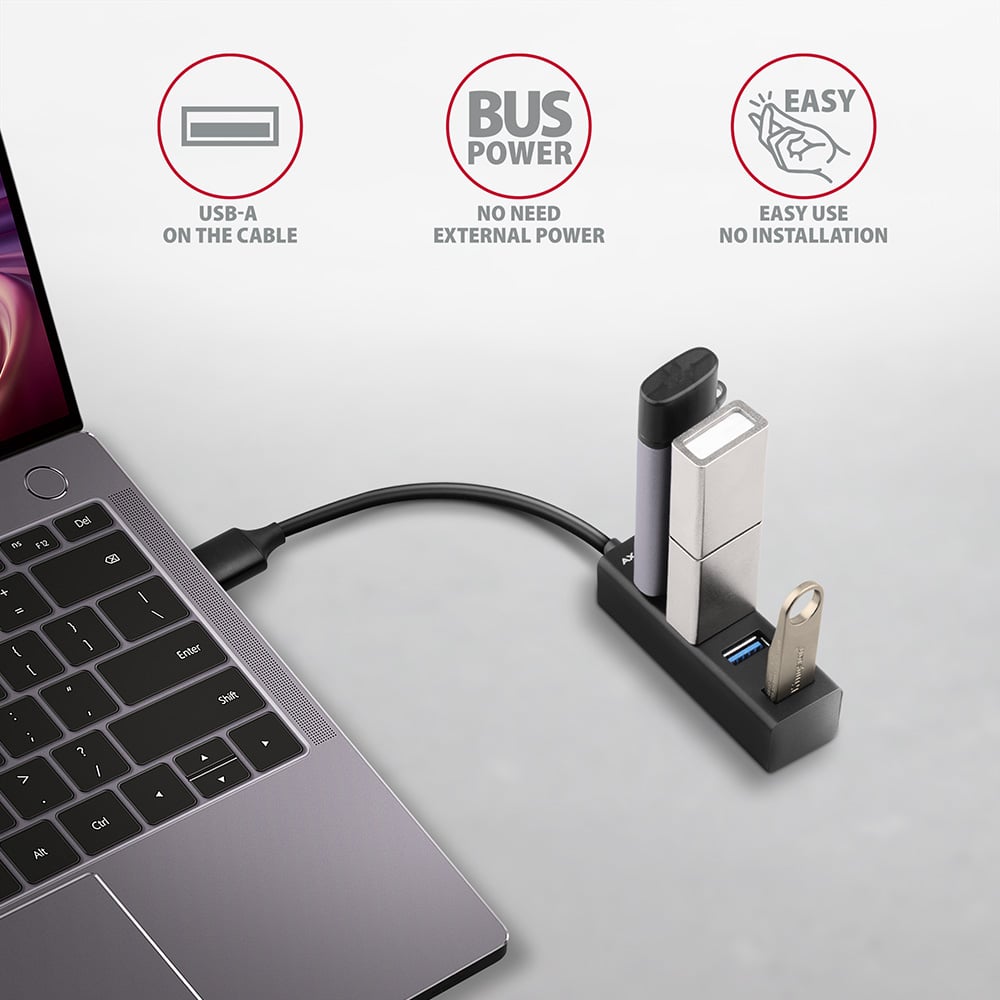 Připojení flash disků k notebooku přes hub AXAGON HUE-M1A bez instalace ovladačů