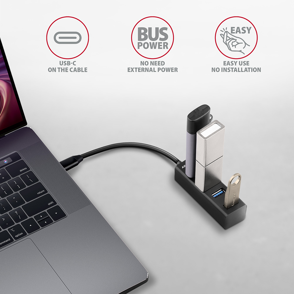 Připojení flash disků k notebooku přes hub AXAGON HUE-M1C bez instalace ovladačů