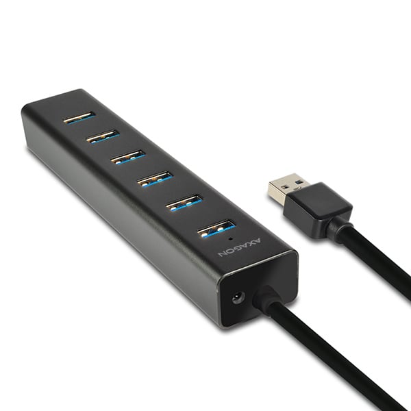 AXAGON HUE-SA7BP – sedmiportový hliníkový USB hub s kabelem