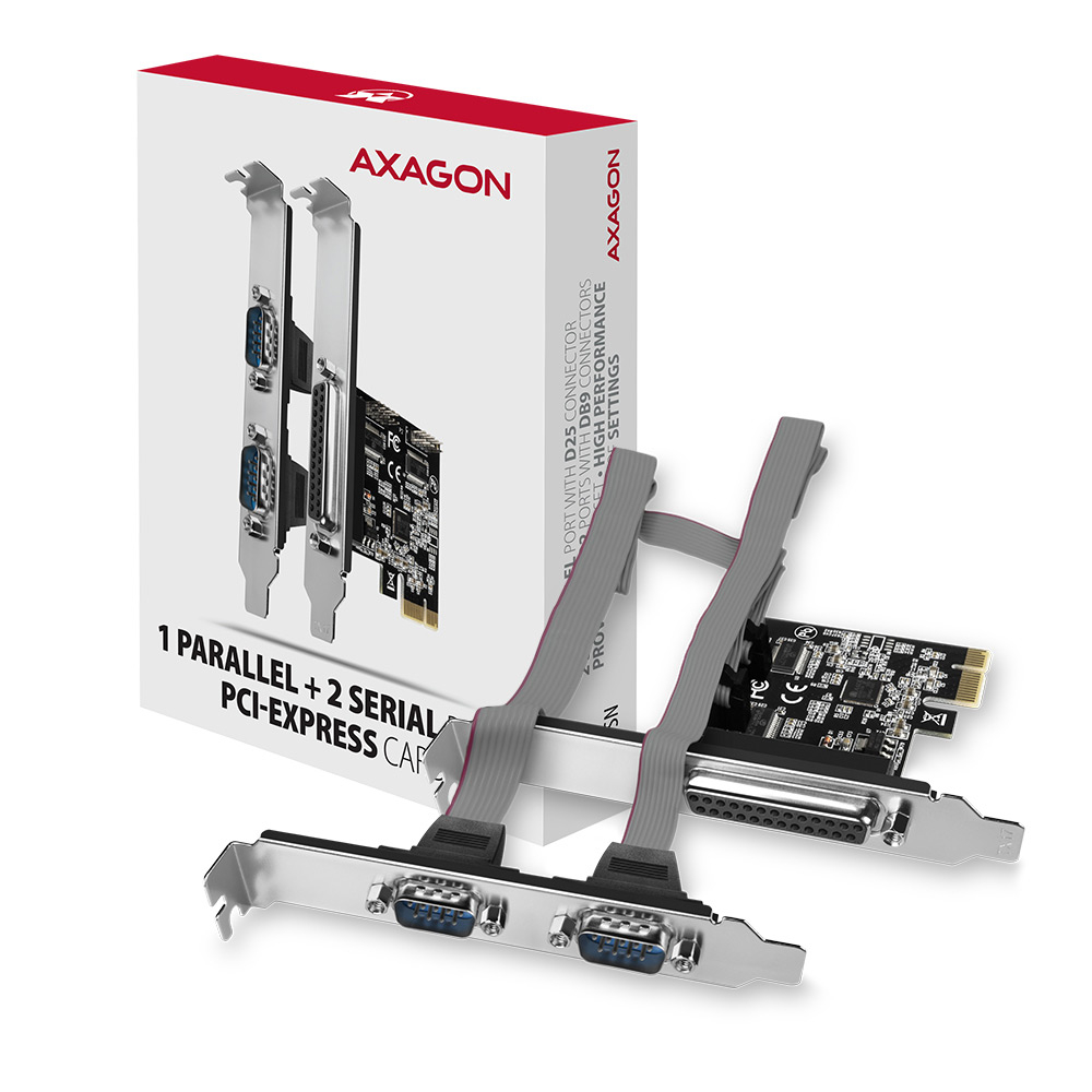 AXAGON PCEA-PSN – balení s kartou a montážními lištami