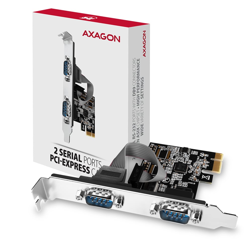 Obsah balení AXAGON PCEA-S2N s krabičkou