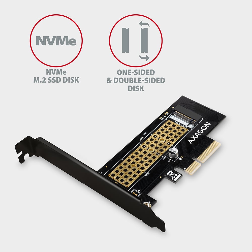 AXAGON PCEM2-N – NVMe M.2 SSD disk, jednostranné i oboustranné provedení