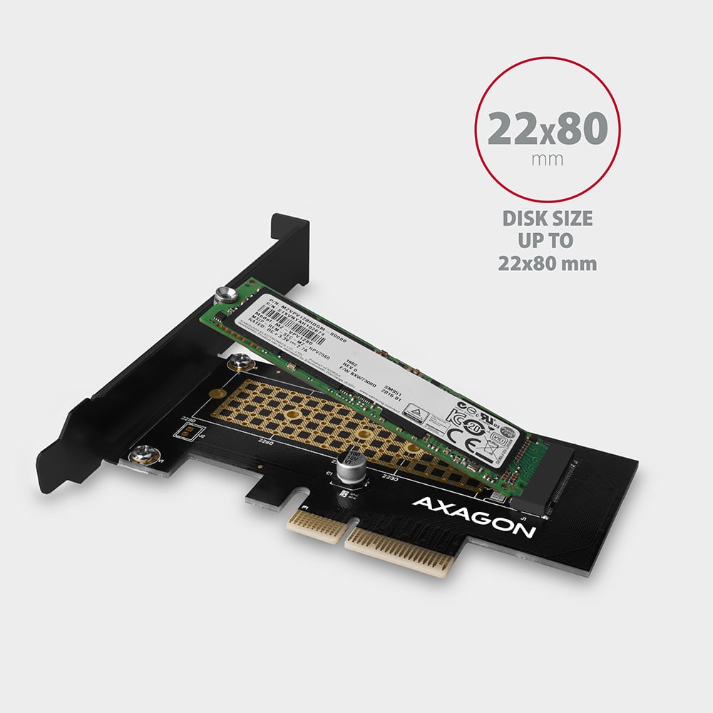 AXAGON PCEM2-N s osazeným M.2 SSD diskem