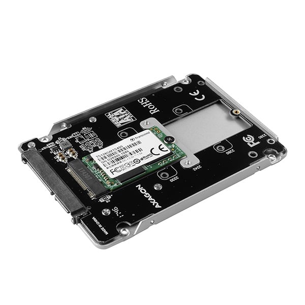 Otevřený box RSS-M2SD s instalovaným M.2 SATA SSD diskem