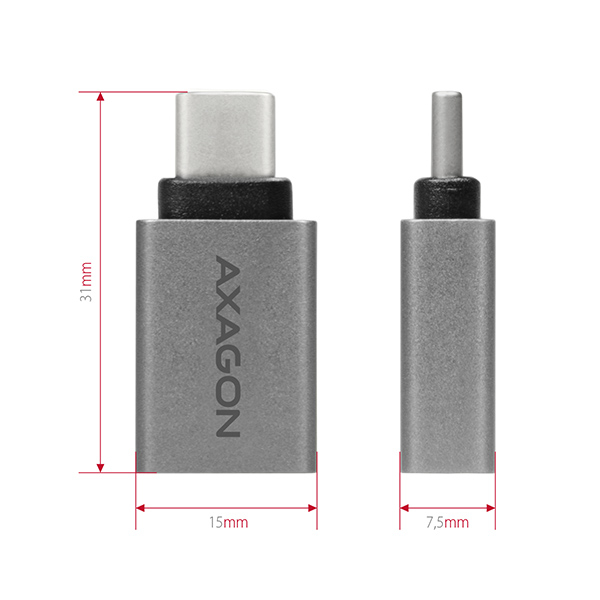 Rozměry adaptéru AXAGON RUCM-AFA – 31×15×7,5 mm