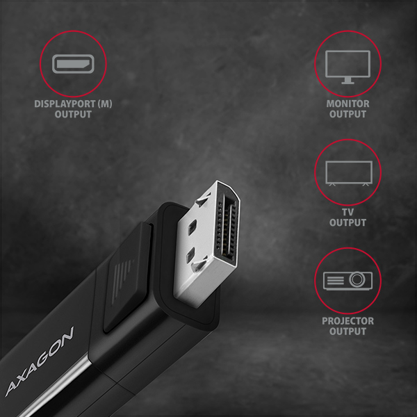 AXAGON RVC-DPC – konektor DisplayPort pro monitor, TV nebo projektor