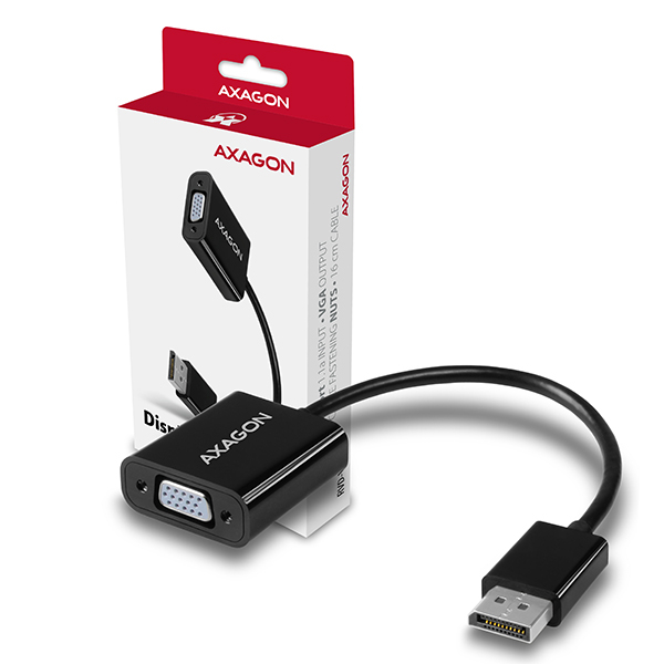 Balení AXAGON RVD-VGN s adaptérem a manuálem