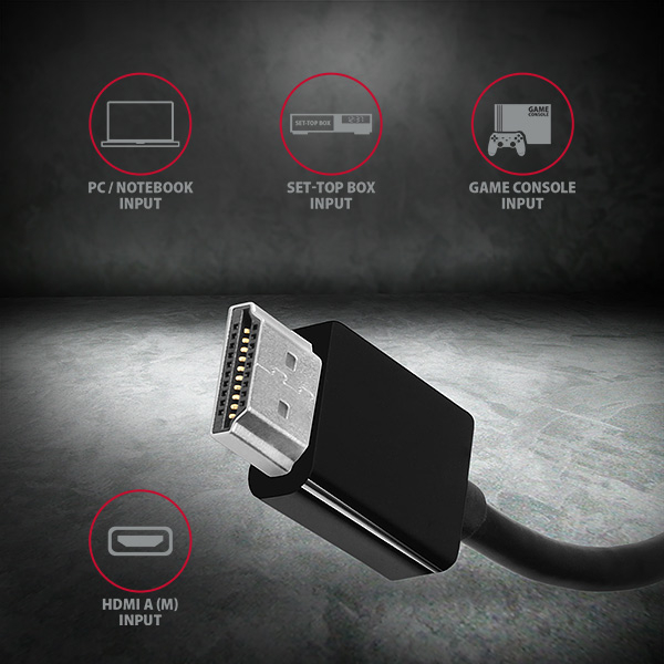 HDMI vstup adaptéru RVH-VGN pro připojení k PC, set-top boxu nebo herní konzoli